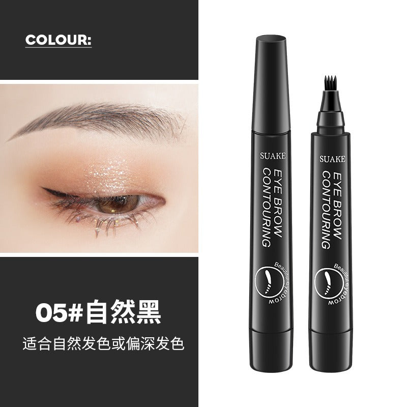 SUAKE has distinct roots and four pronged wild water eyebrow pen, which is long-lasting, non dizzy, waterproof, anti sweat, and