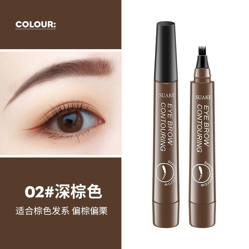 SUAKE has distinct roots and four pronged wild water eyebrow pen, which is long-lasting, non dizzy, waterproof, anti sweat, and