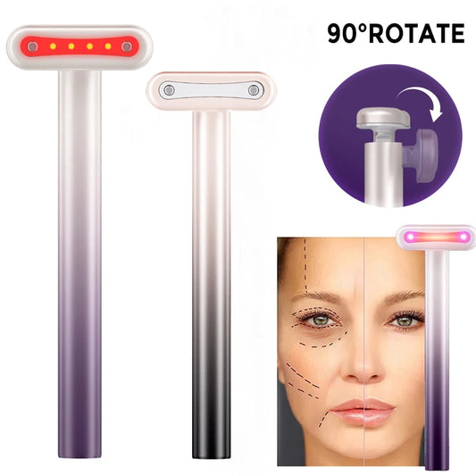 4 in 1 Facial Wand EMS Microcurrent Vibration Warm Red Light Face Lifting Machine Skin Tightening Device Neck Eye Massager Tools