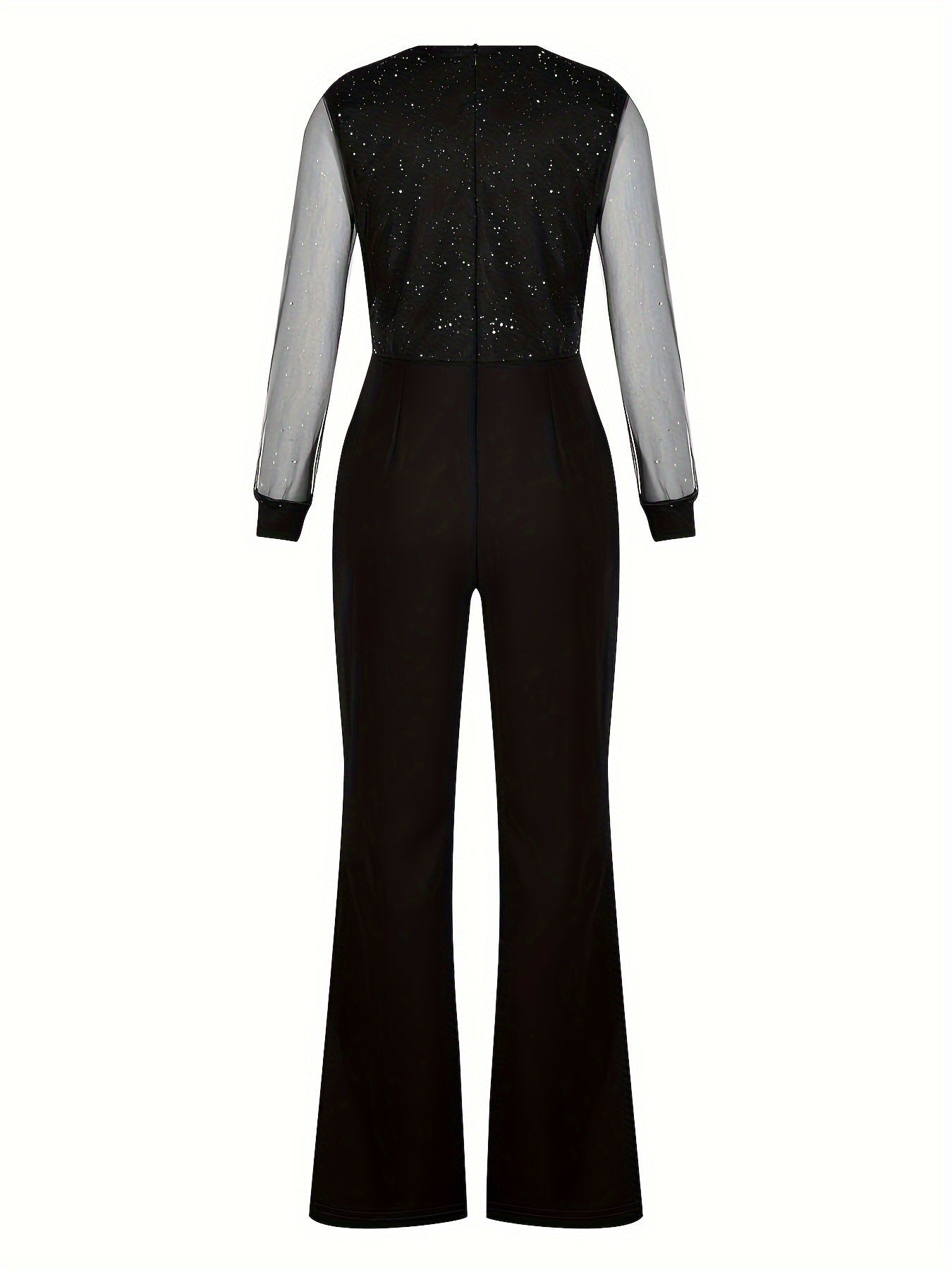 European and American women's mesh powder patchwork jumpsuit