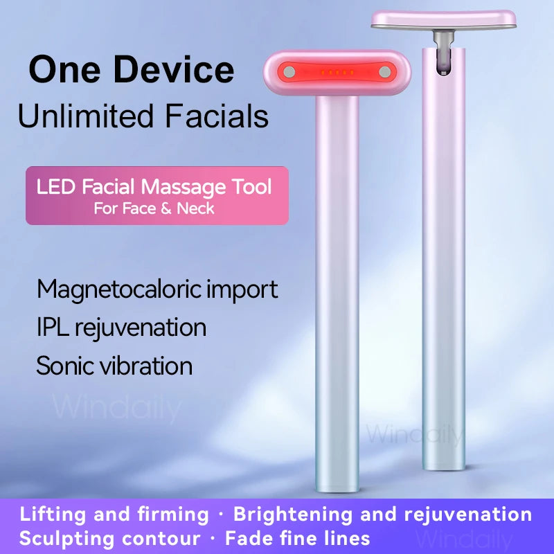 4 in 1 Facial Wand EMS Microcurrent Vibration Warm Red Light Face Lifting Machine Skin Tightening Device Neck Eye Massager Tools